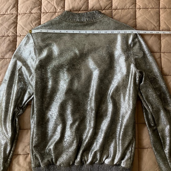 Zara Metallic Bomber Jacket - Silver/Gunmetal - Extra Smalll - Picture 6 of 7
